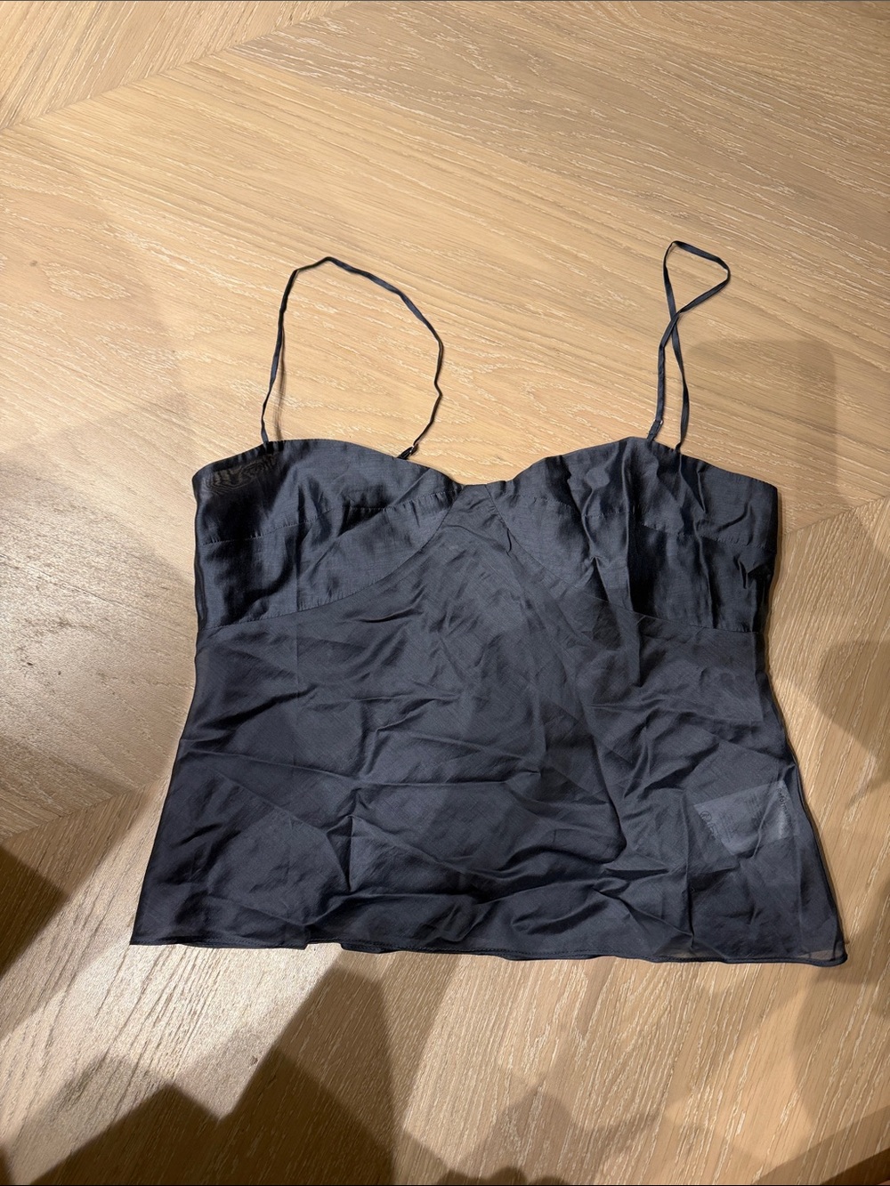 Reformation Black Satin Spaghetti-Strap Cami